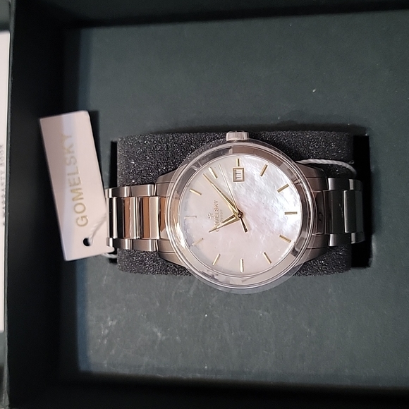 NWT GOMELSKY by Shinola Stainless Steel Watch MOP Face Gold Dial & Markers - Picture 2 of 16